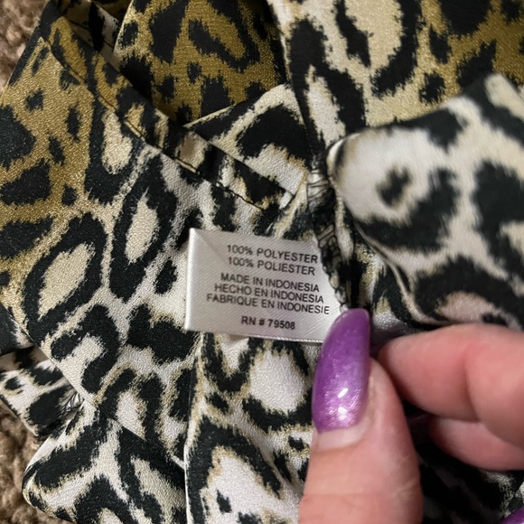Violet & Claire Black Brown Cream Animal Print Shift Shirt XL - Picture 5 of 10